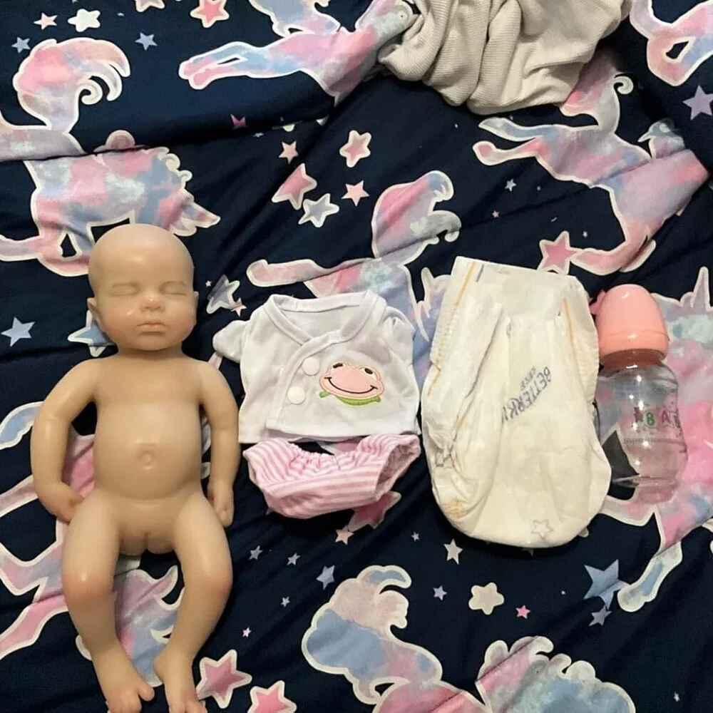 🆕33cm Reborn Baby Girl Sleeping closed mouth  Full Body Silicone Reborn Dolls